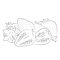 Strawberries Red Free Coloring Page for Kids