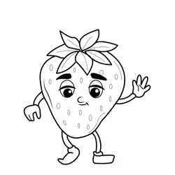 Dancing Strawberry Character Free Coloring Page for Kids