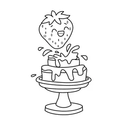 Strawberry Cake Splash Fun Free Coloring Page for Kids