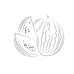 Watermelon Isolated On White Free Coloring Page for Kids
