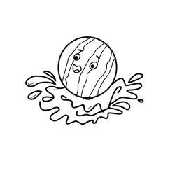 Happy Watermelon Splash Fun Free Coloring Page for Kids