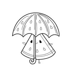 Sweet Watermelon Under Umbrella Free Coloring Page for Kids