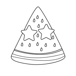 Starry Watermelon Slice Free Coloring Page for Kids
