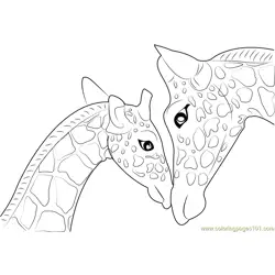 Mother And Baby Giraffe Free Coloring Page for Kids