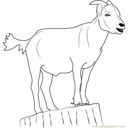 Goat Standing on Stump Free Coloring Page for Kids