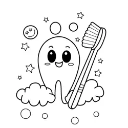 Happy Tooth Brushing Time Free Coloring Page for Kids