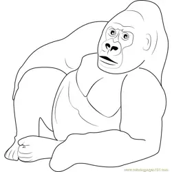 Gorilla Relaxing Free Coloring Page for Kids