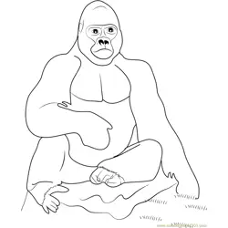 Sitting Gorilla Free Coloring Page for Kids