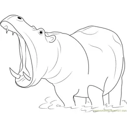 Hippopotamus Open Mouth Free Coloring Page for Kids