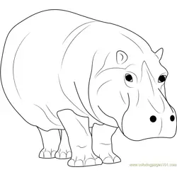 Hippopotamus Walking Free Coloring Page for Kids
