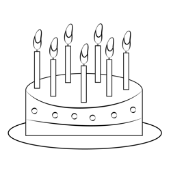 Birthday Cake With Candles Free Coloring Page for Kids