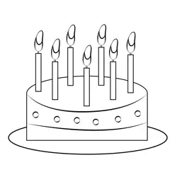 Birthday Cake With Candles Free Coloring Page for Kids