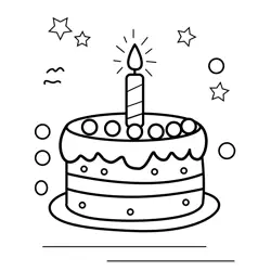 Festive Birthday Cake Candle Free Coloring Page for Kids