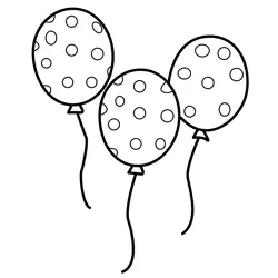 Three Polka Dot Balloons Free Coloring Page for Kids