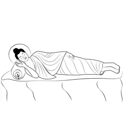 Sleeping Buddha Free Coloring Page for Kids