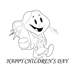 Funny Childrens Day Free Coloring Page for Kids