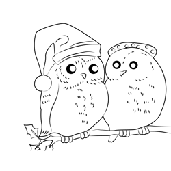 Christmas Owls Free Coloring Page for Kids