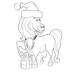 Horse Christmas Free Coloring Page for Kids