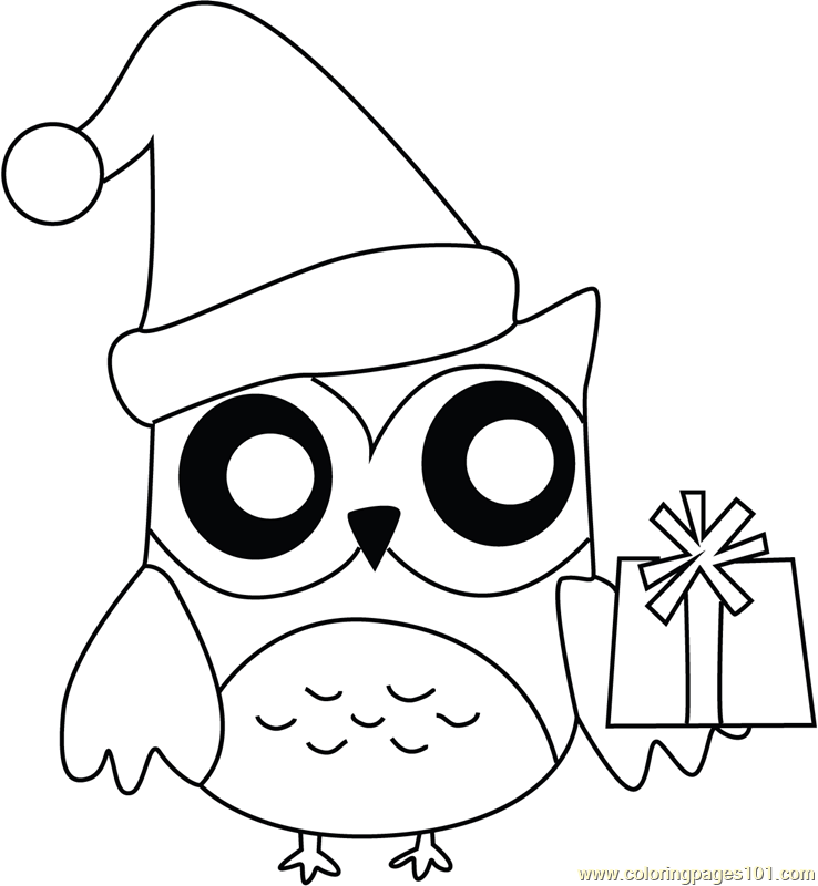 Download Owl with Presents Coloring Page for Kids - Free Christmas Animals Printable Coloring Pages ...