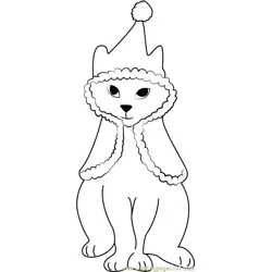 Christmas Cat Free Coloring Page for Kids
