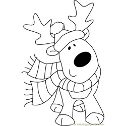 Christmas Cute Deer Free Coloring Page for Kids