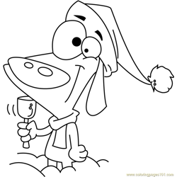 Christmas Doggie Free Coloring Page for Kids