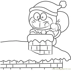 Christmas Doraemon Free Coloring Page for Kids