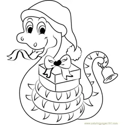 Christmas Snake with Gifts Free Coloring Page for Kids