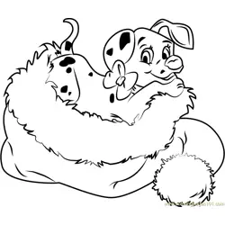 Dalmation in Santa Hat Free Coloring Page for Kids