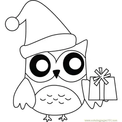 Owl with Presents Free Coloring Page for Kids