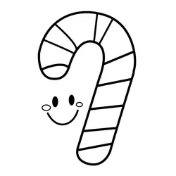 Sweet Happy Candy Cane Free Coloring Page for Kids