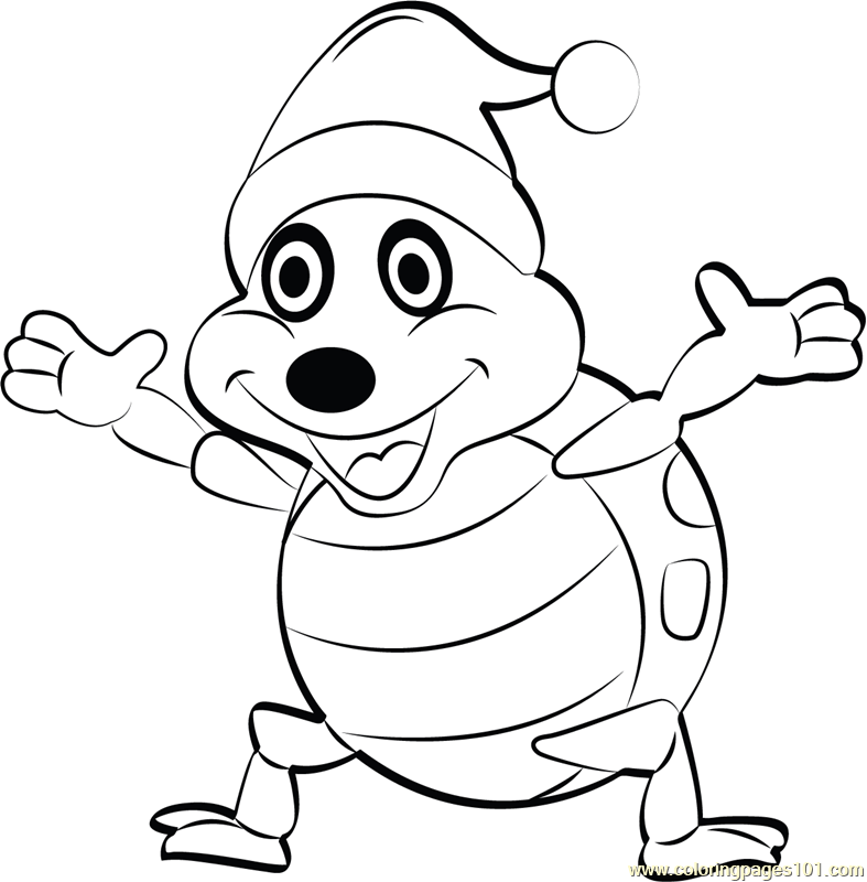 Happy Christmas Turtle Coloring Page for Kids - Free Christmas Cartoons