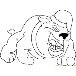 Bulldog with Christmas Cap Free Coloring Page for Kids