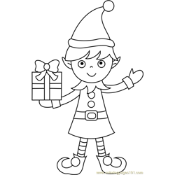 Christmas Elf Free Coloring Page for Kids