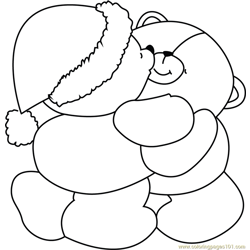 Christmas Hugs Free Coloring Page for Kids