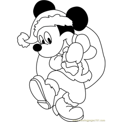 Christmas Mickey Mouse Free Coloring Page for Kids