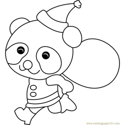 Cute Santa Panda Free Coloring Page for Kids