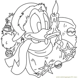Donald Duck with Xmas Gifts Free Coloring Page for Kids