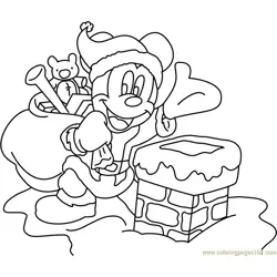 Mickey Mouse on Christmas Free Coloring Page for Kids