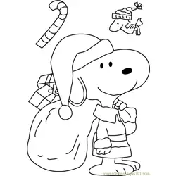Snoopy Dressed As Santa Free Coloring Page for Kids