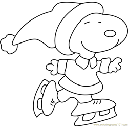 Snoopy Skating Free Coloring Page for Kids