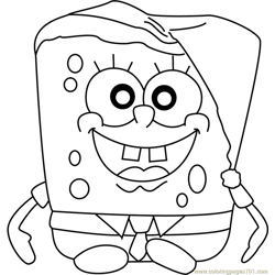 Spongebob Christmas Free Coloring Page for Kids
