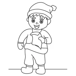 Boy In Santa Dress Free Coloring Page for Kids