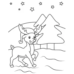 Christmas Baby Reindeer Free Coloring Page for Kids