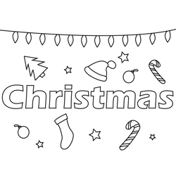 Christmas Banner Decoration Free Coloring Page for Kids