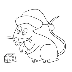 Christmas Mouse Free Coloring Page for Kids