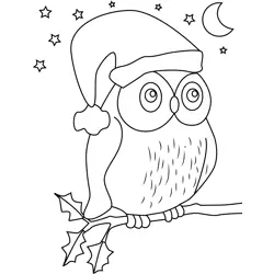 Christmas Owl Free Coloring Page for Kids