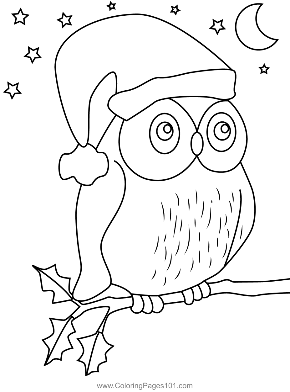 cute christmas owl coloring pages