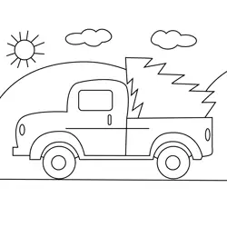 Christmas Tree Truck Free Coloring Page for Kids