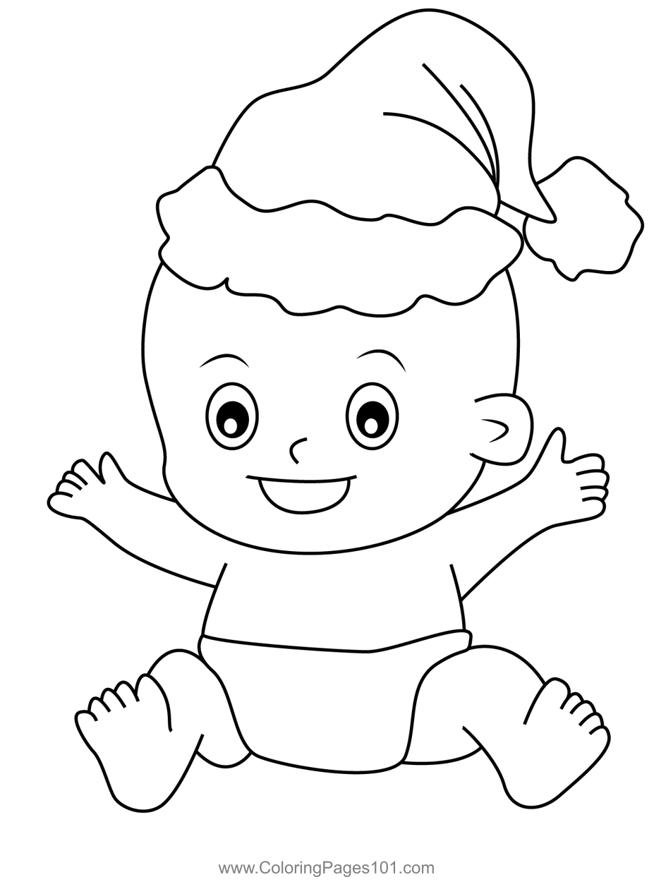 Cute Baby Coloring Page for Kids - Free Christmas Cartoons Printable  Coloring Pages Online for Kids  | Coloring Pages for  Kids